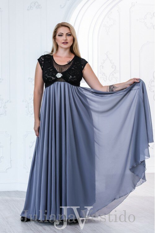 Вечернее платье в пол Анфиса серый арт.2755 большое размер