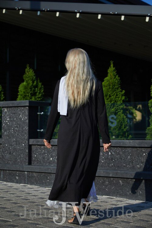 Платье черное с шарфиком Мая арт.с1222 большое размер